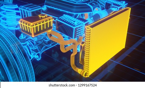 Car Structure - Cooling System 3d Rendering