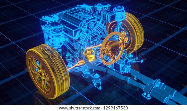 Car structure -
Steering System 3d
rendering