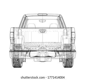 Car Suv Silhouettes 3d Illustration Wireframe Stock Illustration ...