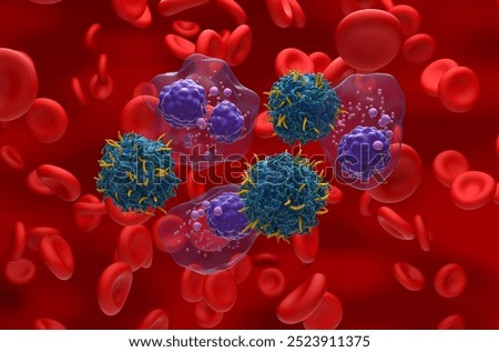 CAR T cell therapy in Multiple myeloma (MM) - isometric view 3d illustration