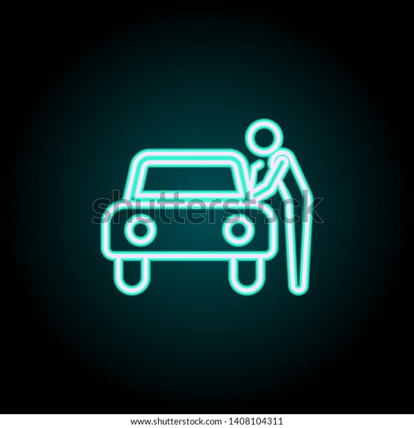 car theft\
neon icon. Elements of Insurance set. Simple icon for websites, web\
design, mobile app, info\
graphics