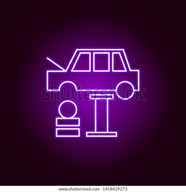 car tire change outline\
icon in neon style. Elements of car repair illustration in neon\
style icon. Signs and symbols can be used for web, logo, mobile\
app, UI, UX
