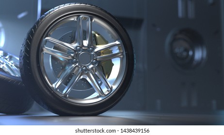 Car Tires Futuristic Room Alloy Wheels Stock Illustration 1439538206 ...