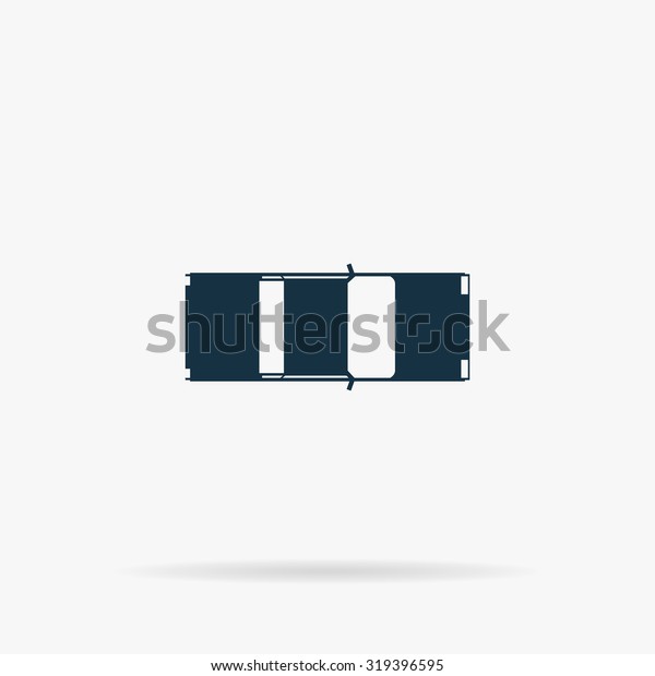 Car - top view. Flat web icon or sign on grey\
background with shadow. Collection modern trend concept design\
style illustration\
symbol