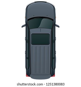 Car Top View / Vehicle Overhead Isolated On White Background, Perfect Use For 2d Floor Plans And Other Design Projects. High Quality Renders