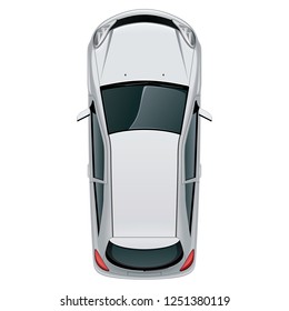 Car top view / vehicle overhead isolated on white background, perfect use for 2d floor plans and other design projects. High Quality renders