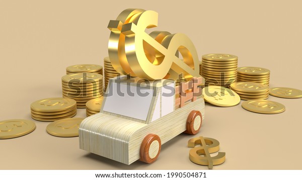 car\
toy and gold coins for business concept 3d\
rendering.