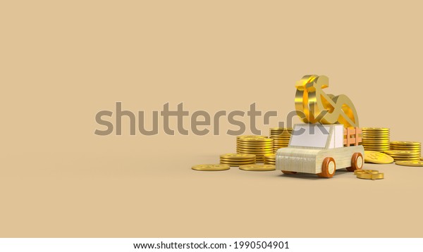 car\
toy and gold coins for business concept 3d\
rendering.