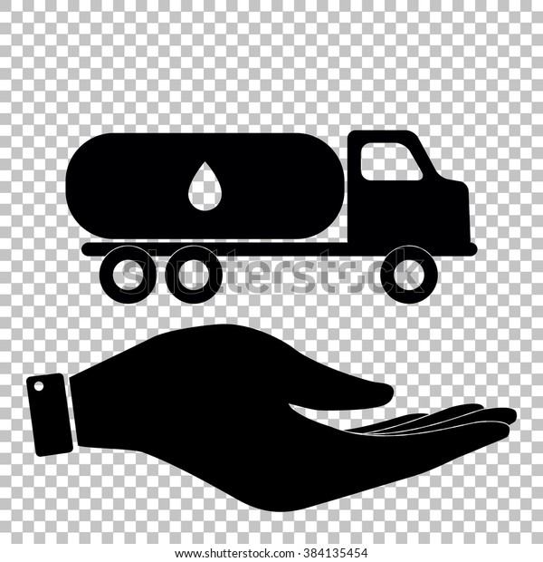 Car\
transports Oil sign. Save or protect symbol by\
hand