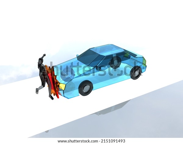 Car trouble\
Personal injury 3D\
illustration