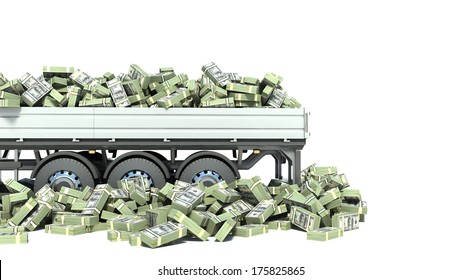 Car Truck With Money Isolated On White Background