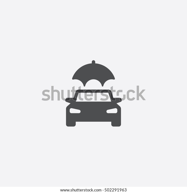 car with\
umbrella icon, on white\
background\
