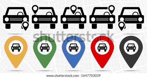 car, vehicle, automobile,
auto, motor vehicle icon in location set. Simple glyph, flat
illustration element of Cinema theme icons on the background of a
light map
