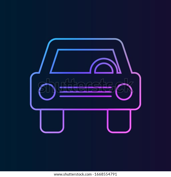 car, vehicle, automobile, auto, motor vehicle icon.\
Simple thin line, outline of ban, prohibition, forbid icons for UI\
and UX, website or mobile application on dark gradient background\
on dark