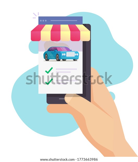 Car vehicle rental mobile phone store with\
comparing auto and choosing features online website or web digital\
internet smartphone shop with automobiles history details, buying\
or selling tech\
image
