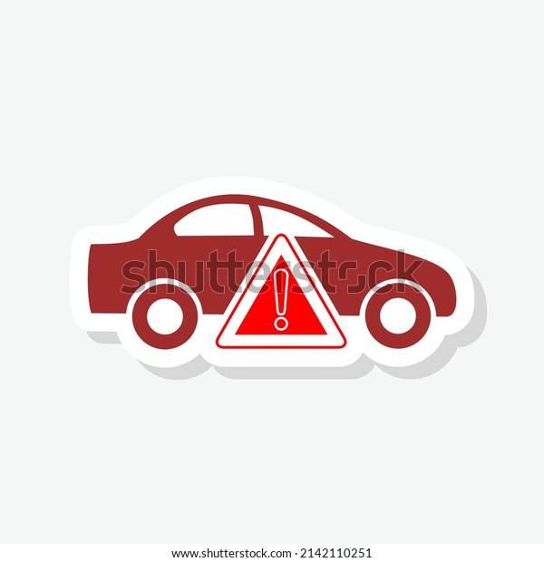 Car warning sticker icon. Car warning Maintenance\
isolated icon