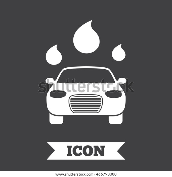 Car wash icon. Automated teller carwash symbol. Water\
drops signs. Graphic design element. Flat carwash symbol on dark\
background. 