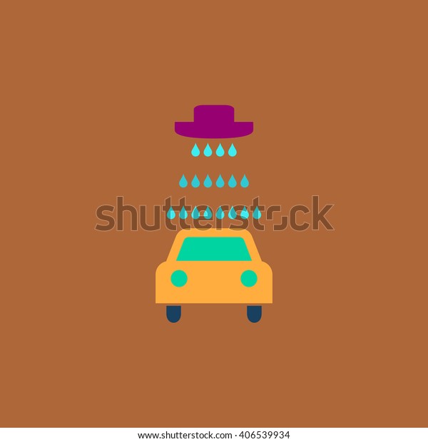 Car wash icons set - simple Flat icon\
on color background. Simple colorful\
pictogram