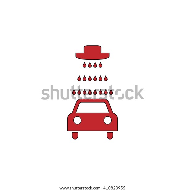 Car wash icons set - simple Simple red icon on\
white background. Flat\
pictogram