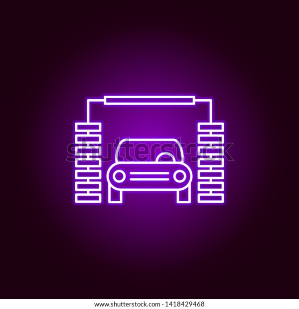 car wash machine outline\
icon in neon style. Elements of car repair illustration in neon\
style icon. Signs and symbols can be used for web, logo, mobile\
app, UI, UX