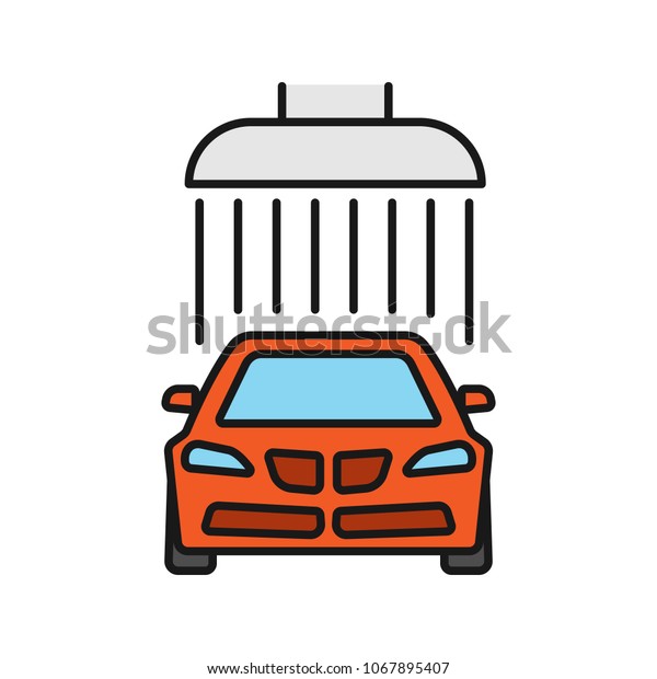 Car washing color icon. Auto cleaning\
service. Isolated raster\
illustration