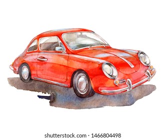 car.  watercolor illustration on white background.