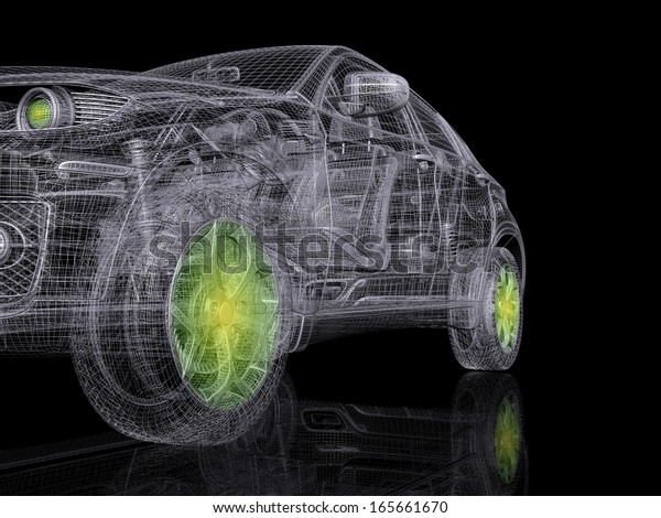 Car wire model with neon
wheels
