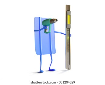 Car Wrapping Squeegee Character Isolated