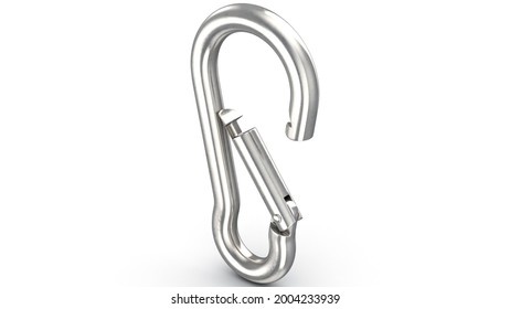 Carabiner Clip 3D Render Illustration On White Background 