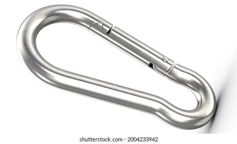 Carabiner Clip 3D Render Illustration On White Background 