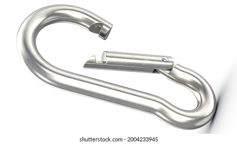 Carabiner Clip 3D Render Illustration On White Background 