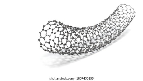 carbon nanotube on white background 3D rendering
