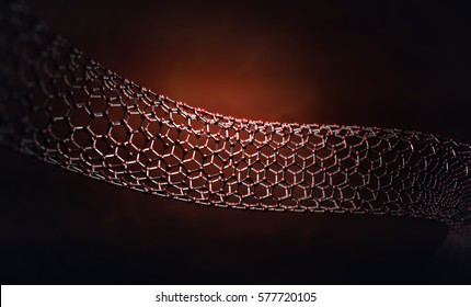 Carbon nanotube structure - nano technology 3d illustration