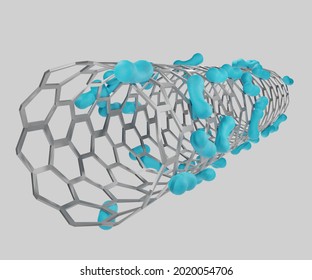 Carbon Nanotubes In Drug Delivery And Medicine 3d Rendering