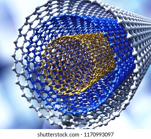 Carbon Tubes. Nanomaterial.
3d Rendering.