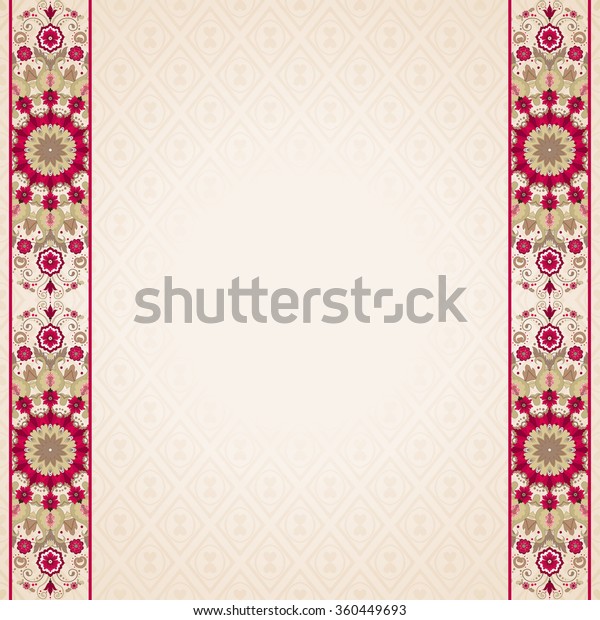Card. Beautiful floral border in\
vintage style. Delicate ornament and place for your text.\
