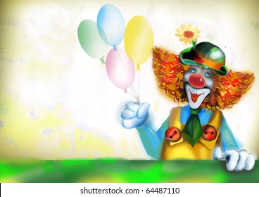 Card with the clown, and a place for the text - Powered by Shutterstock