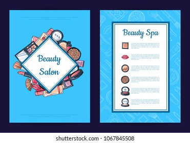  card, flyer, brochure template for beauty brand, presentation with hand drawn makeup transparent background with framed romb and rectangle illustration - Powered by Shutterstock