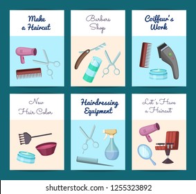  card or flyer templates set for with hairdresser or barber - Powered by Shutterstock