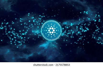 Cardano ADA Coin Symbol With Crypto Currency Themed Background Design