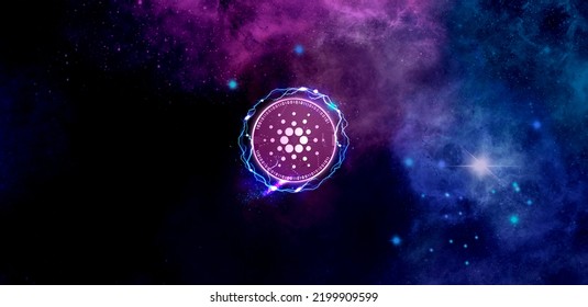 Cardano ADA Coin Symbol With Crypto Currency Themed Background Design