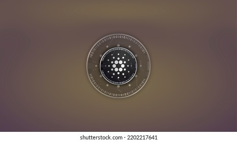 Cardano ADA Coin Symbol With Crypto Currency Themed Background Design