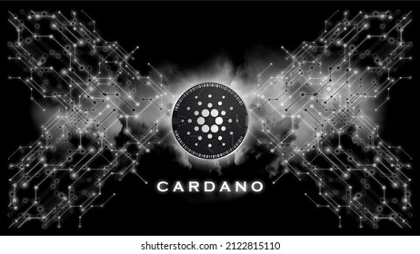 Cardano (ADA) Cryptocurrency Coin Symbol. Blockchain Technology. 