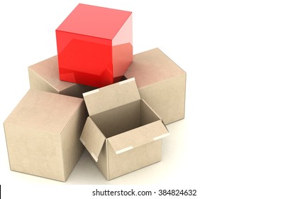 cardboard box. 3d Render Illustration. - Shutterstock ID 384824632