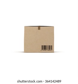 Cardboard Box Front View On White Background