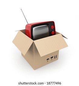 Cardboard Box With TV