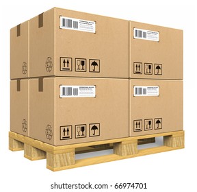 Cardboard Boxes On Pallet