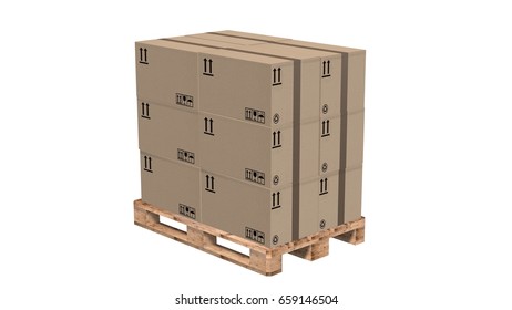 Cardboard Boxes On Pallet Isolated On Stock Illustration 659146504 ...