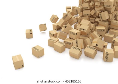 Cardboard boxes on white background 3d illustration