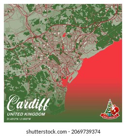 Cardiff - United Kingdom Christmas City Map